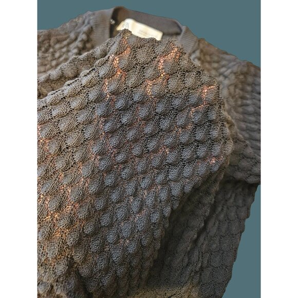 Zara Women's Black Open Knit Sweater Size M Long Sleeve Textured Bodycon - Picture 8 of 10